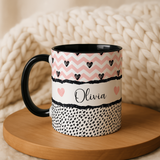 Personalised Best Friend Mug | Pink Heart BFF Gift | Custom Name Coffee Cup for