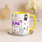 Personalised Kids School Doodle Mug | Custom Name Coffee Cup | Back to School Gift for Children