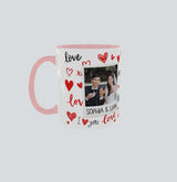 Personalisierte Liebes-Tasse XOXO für Paare mit Foto | Eigene Namen | Schwarzer Henkel | Romantisches Valentinstagsgeschenk