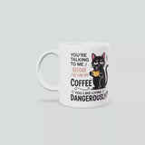 Mug chat noir "Tu aimes vivre dangereusement" – Tasse à café drôle pour chats, Cadeau pour les amoureux des chats