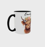 NIEDLICHE Highland Cow Tasse • Highland Cattle Geschenke • Personalisierte Tasse mit Namen • Geschenk für Sie, Schwester, Tochter • Geburtstagsgeschenk • Tee-Kaffee-Tasse